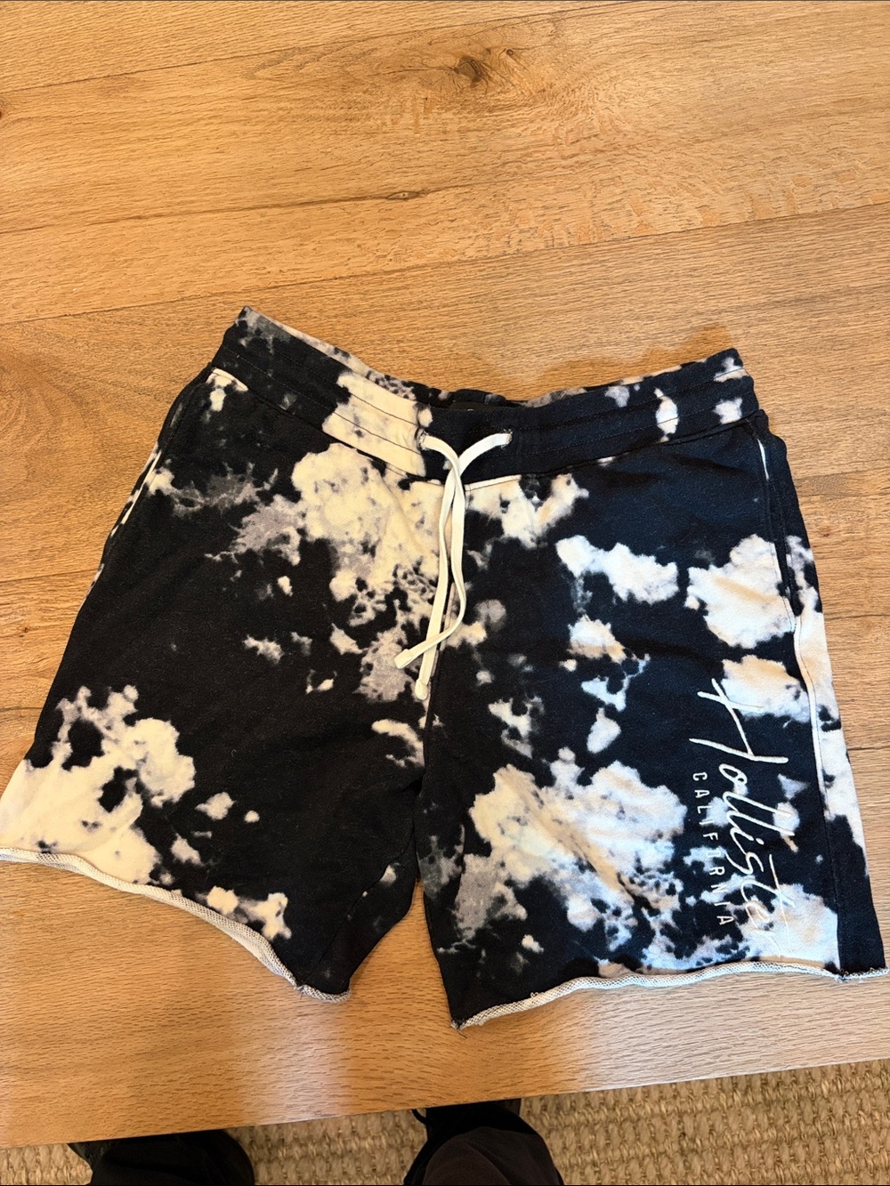 Hollister Black & White Tie-Dye Shorts with Drawstring
